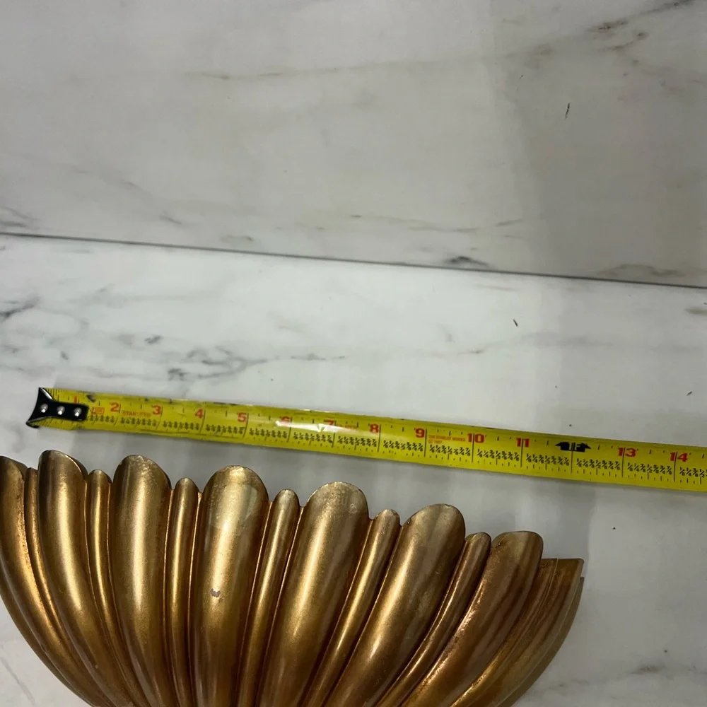 Vintage gold wall pocket syroco resin regency decor_7